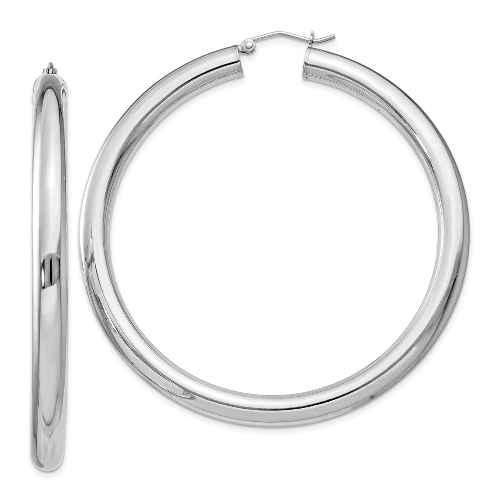 QE4410 Sterling Silver Rhodium-plated 5mm Round Hoop Earrings