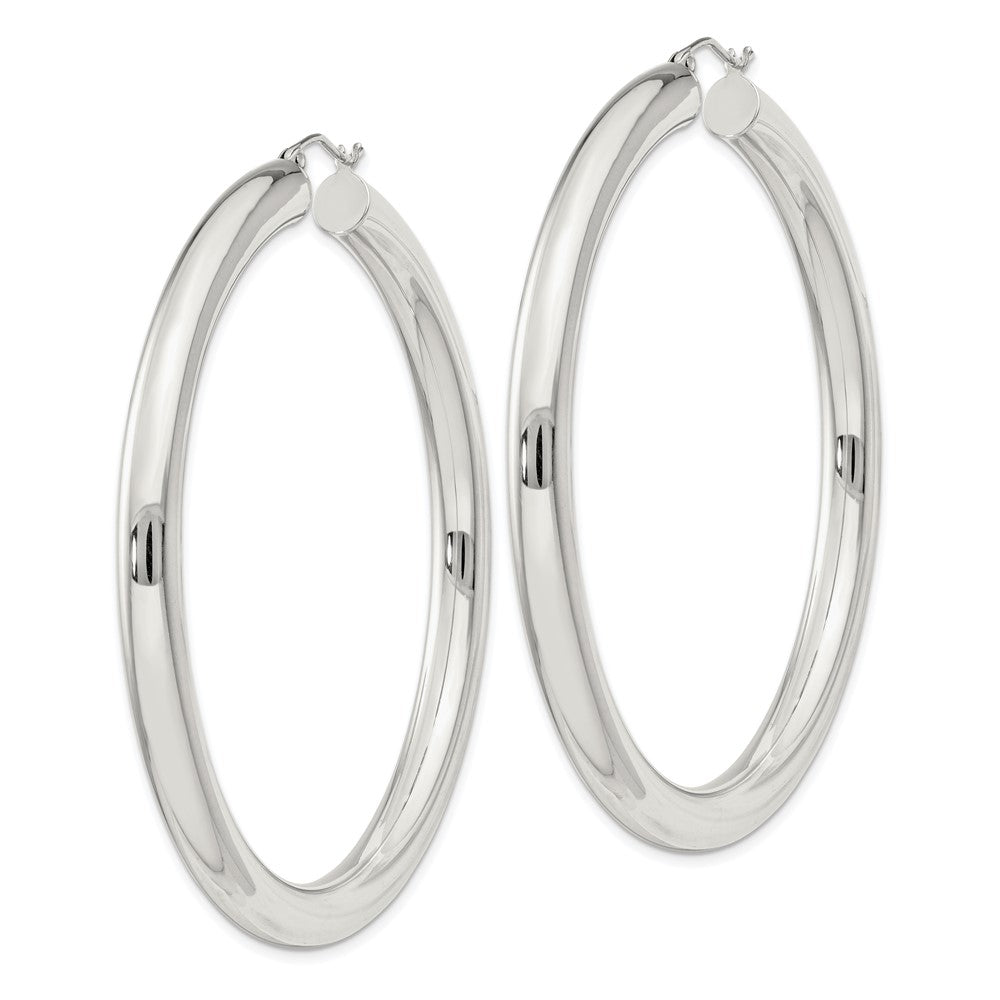 QE4410SP Sterling Silver 5mm Round Hoop Earrings