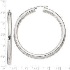 QE4410SP Sterling Silver 5mm Round Hoop Earrings