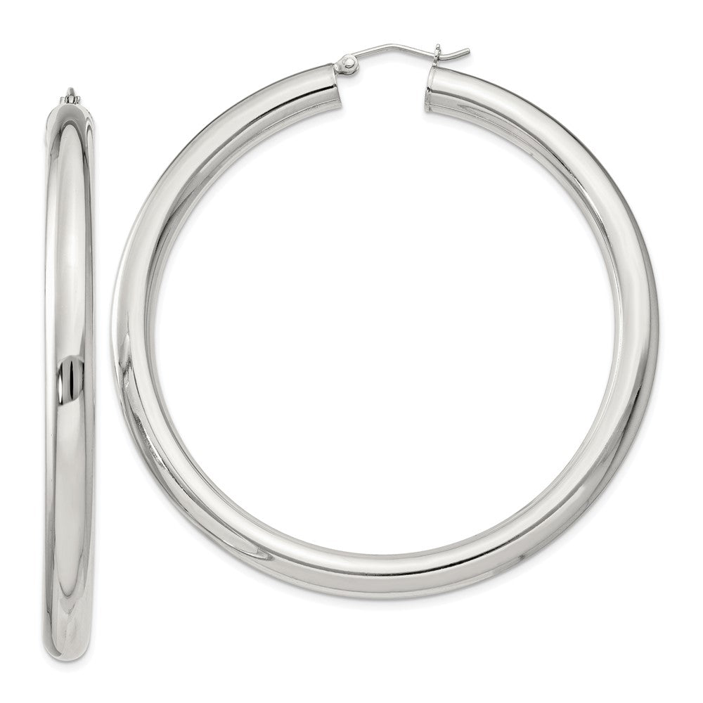 QE4410SP Sterling Silver 5mm Round Hoop Earrings