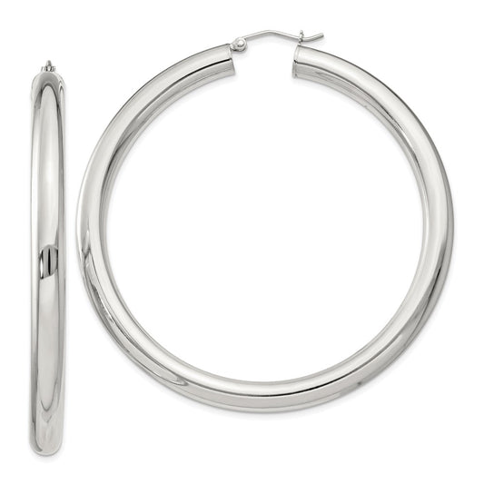 QE4410SP Sterling Silver 5mm Round Hoop Earrings