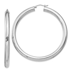 QE4410 Sterling Silver Rhodium-plated 5mm Round Hoop Earrings