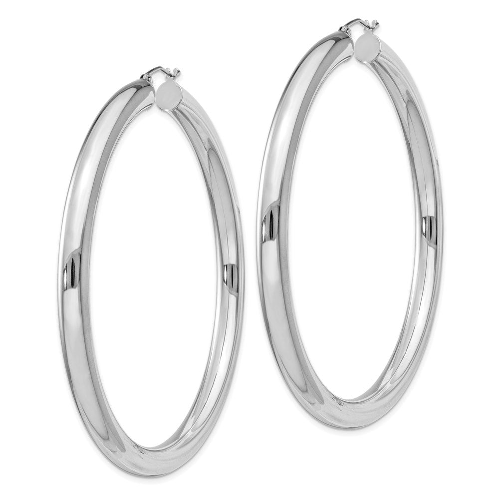 QE4411 Sterling Silver Rhodium-plated 5mm Round Hoop Earrings