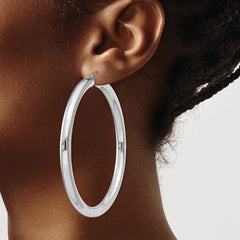 QE4411 Sterling Silver Rhodium-plated 5mm Round Hoop Earrings