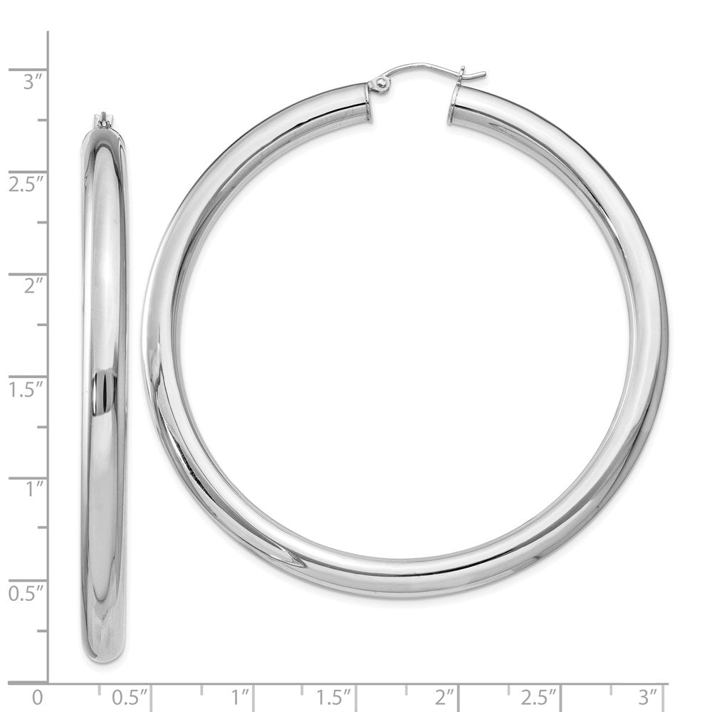 QE4411 Sterling Silver Rhodium-plated 5mm Round Hoop Earrings