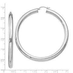 QE4411 Sterling Silver Rhodium-plated 5mm Round Hoop Earrings