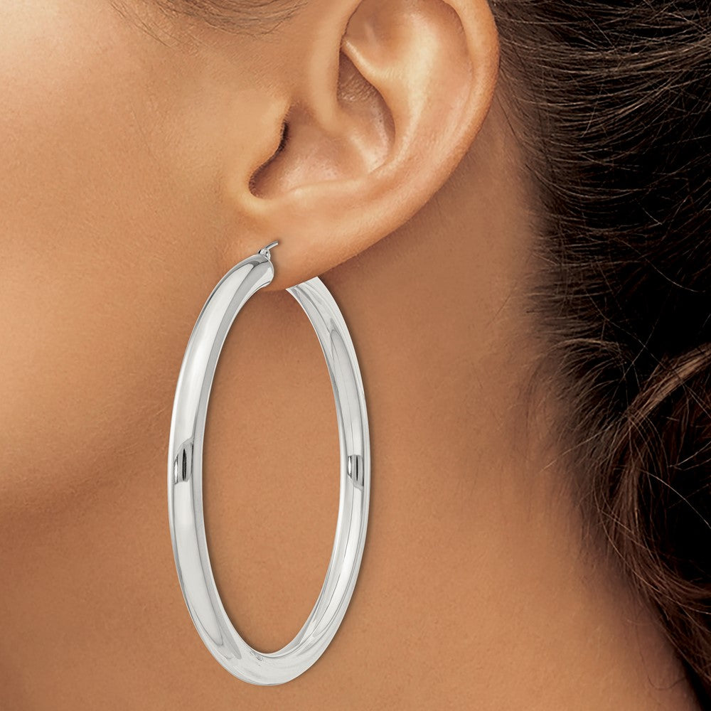 QE4411SP Sterling Silver 5mm Round Hoop Earrings