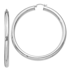 QE4411 Sterling Silver Rhodium-plated 5mm Round Hoop Earrings