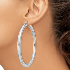 QE4412 Sterling Silver Rhodium-plated 5mm Round Hoop Earrings