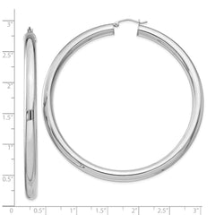 QE4412 Sterling Silver Rhodium-plated 5mm Round Hoop Earrings