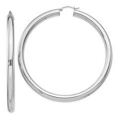 QE4412 Sterling Silver Rhodium-plated 5mm Round Hoop Earrings