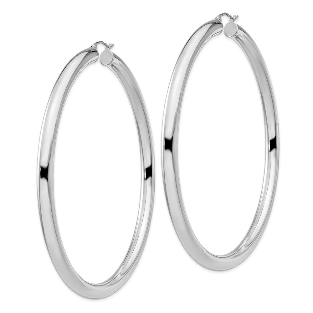 QE4413 Sterling Silver Rhodium-plated 5mm Round Hoop Earrings