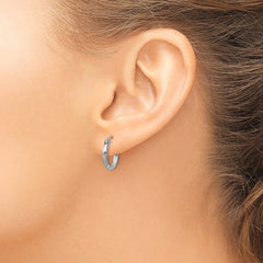 QE4414 Sterling Silver Rhodium-plated 2mm Polished/Satin Diamond-cut Hoop Earrings
