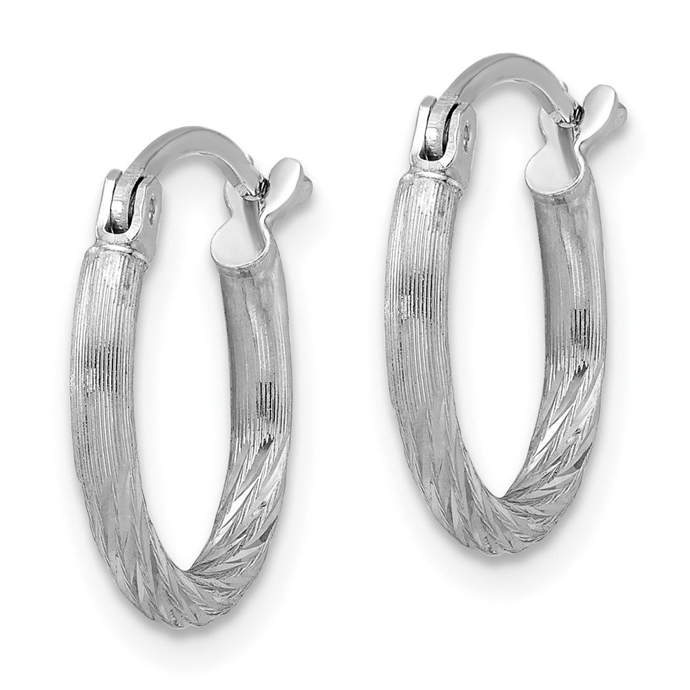 QE4415 Sterling Silver Rhodium-plated 2mm Polished/Satin Diamond-cut Hoop Earrings