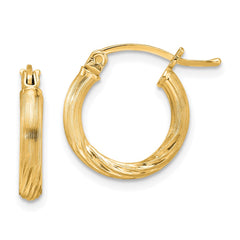 QE4429GP Sterling Silver Flash Gold-plated 2.5mm Polished/Satin D/C Hoop Earrings