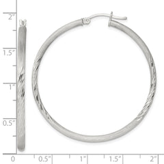 QE4431SP Sterling Silver 2.5mm Polished/Satin D/C Hoop Earrings