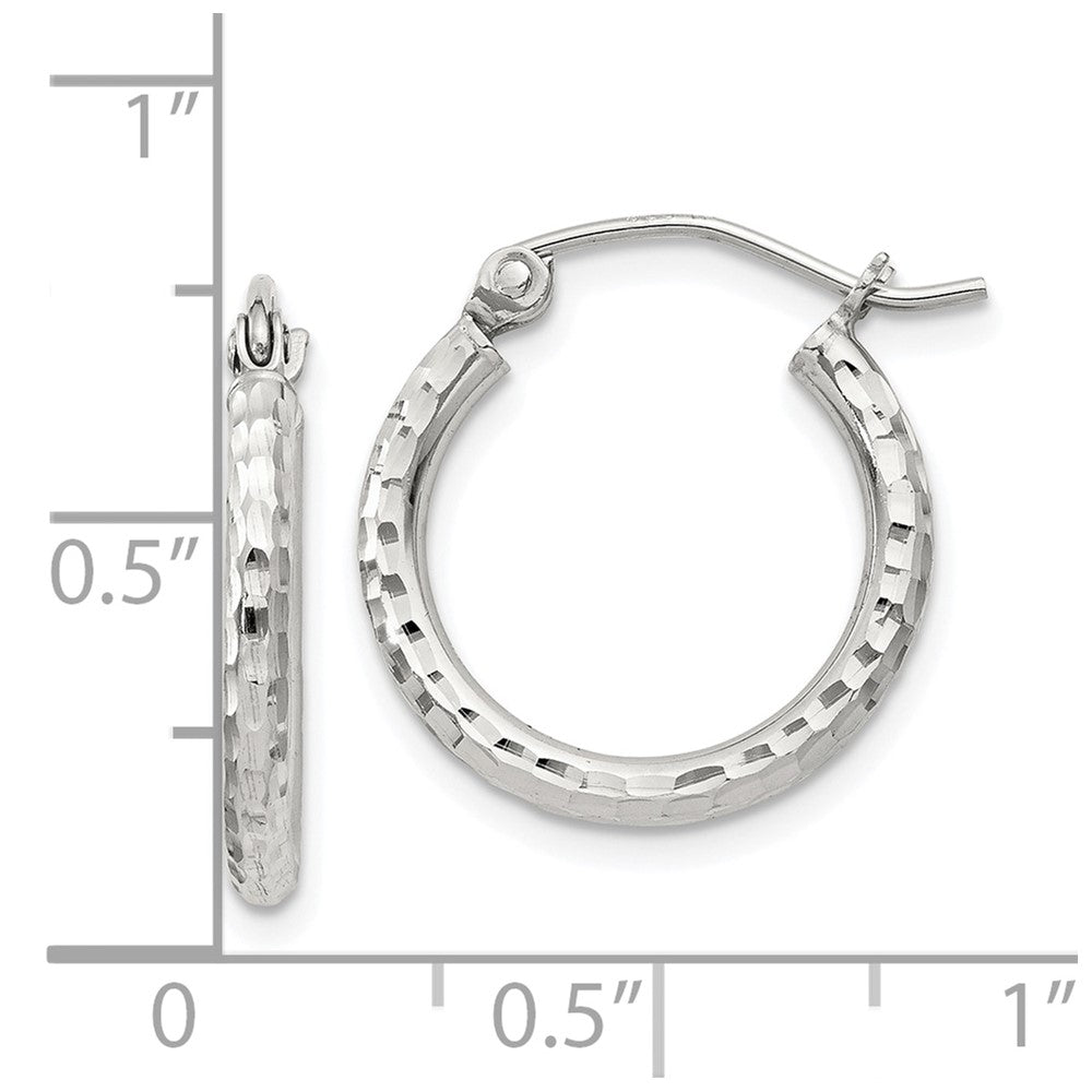 QE4461SP Sterling Silver 2mm Diamond Cut Hoop Earrings