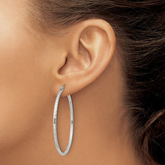 QE4465SP Sterling Silver 2mm Diamond Cut Hoop Earrings