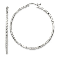QE4465SP Sterling Silver 2mm Diamond Cut Hoop Earrings