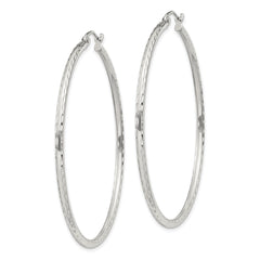 QE4466SP Sterling Silver 2mm Diamond Cut Hoop Earrings