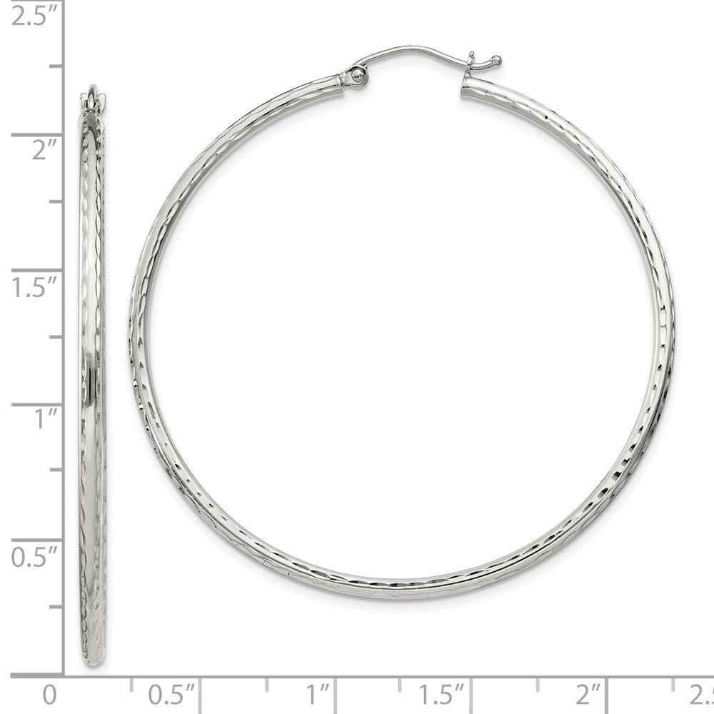 QE4466SP Sterling Silver 2mm Diamond Cut Hoop Earrings