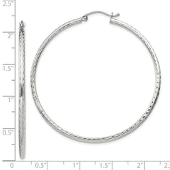 QE4466SP Sterling Silver 2mm Diamond Cut Hoop Earrings