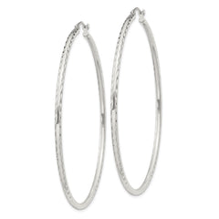 QE4468SP Sterling Silver 2mm Diamond Cut Hoop Earrings