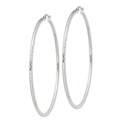 QE4469SP Sterling Silver 2mm Diamond Cut Hoop Earrings