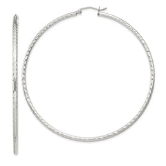QE4469SP Sterling Silver 2mm Diamond Cut Hoop Earrings