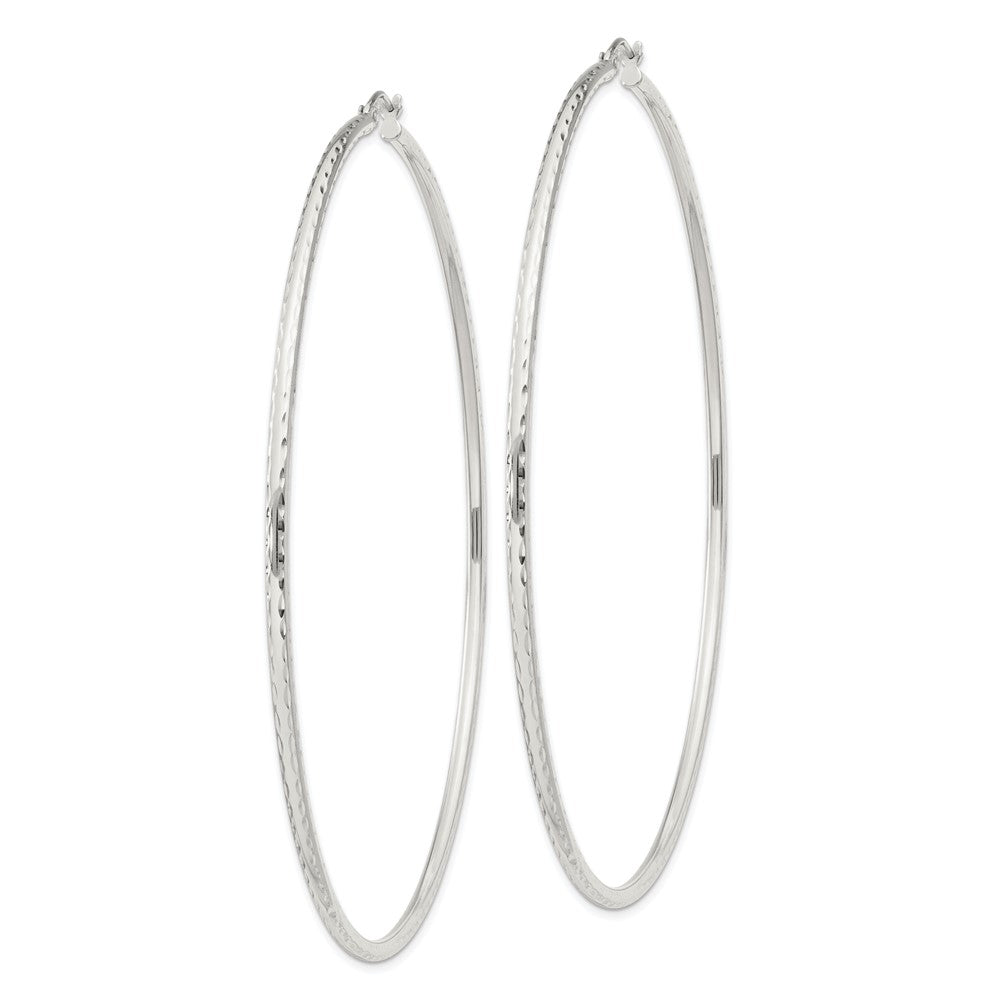 QE4471SP Sterling Silver 2mm Diamond Cut Hoop Earrings