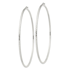 QE4471SP Sterling Silver 2mm Diamond Cut Hoop Earrings