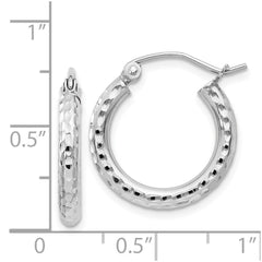 QE4473 Sterling Silver Rhodium-plated 2.5mm Diamond-cut Hoop Earrings