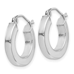 QE4513 Sterling Silver Rhodium-plated 3x17mm Square Tube Hoop Earrings