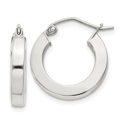 QE4513SP Sterling Silver 3x17mm Square Tube Hoop Earrings