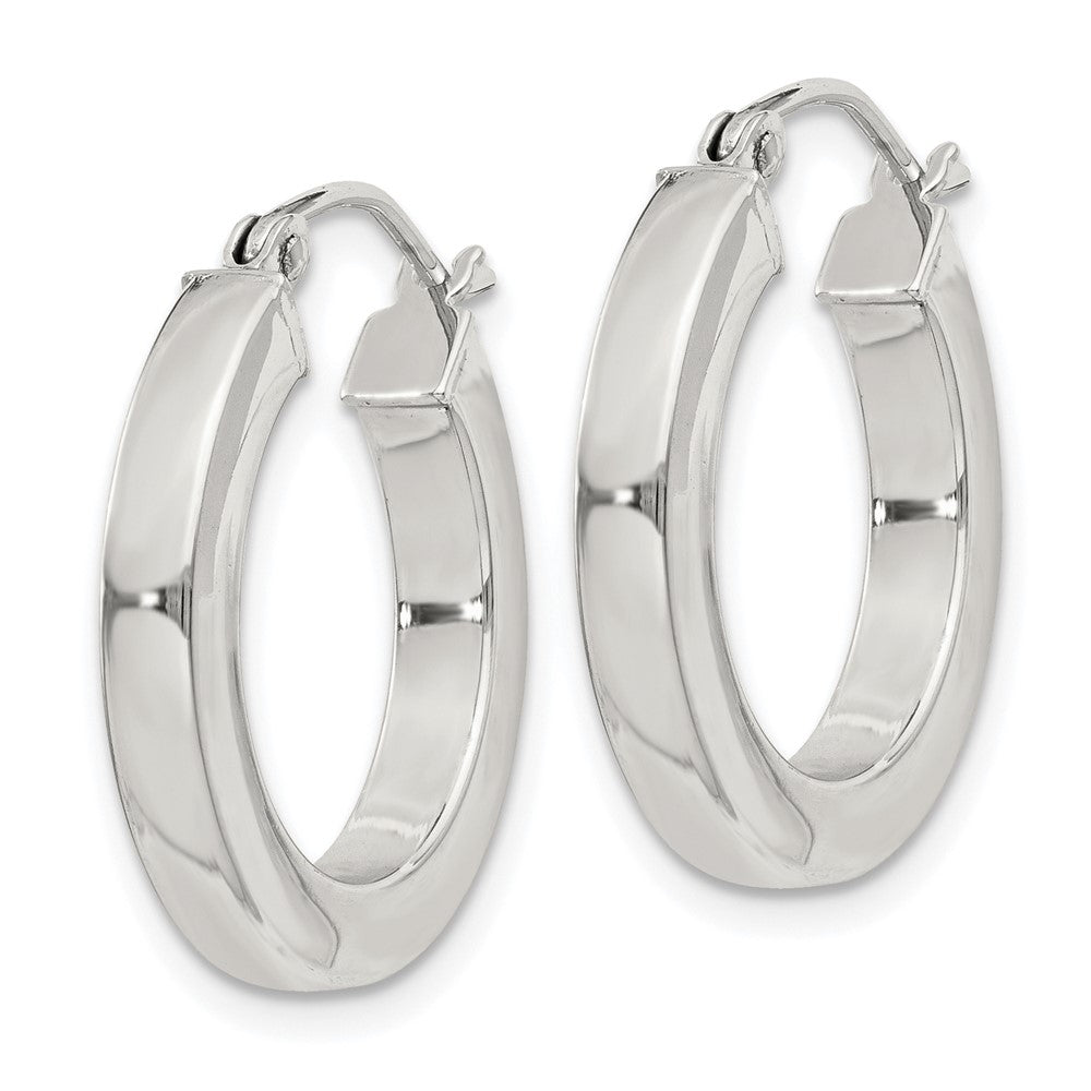QE4514SP Sterling Silver 3x20mm Square Tube Hoop Earrings