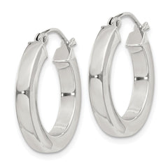 QE4514SP Sterling Silver 3x20mm Square Tube Hoop Earrings