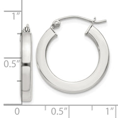 QE4514SP Sterling Silver 3x20mm Square Tube Hoop Earrings