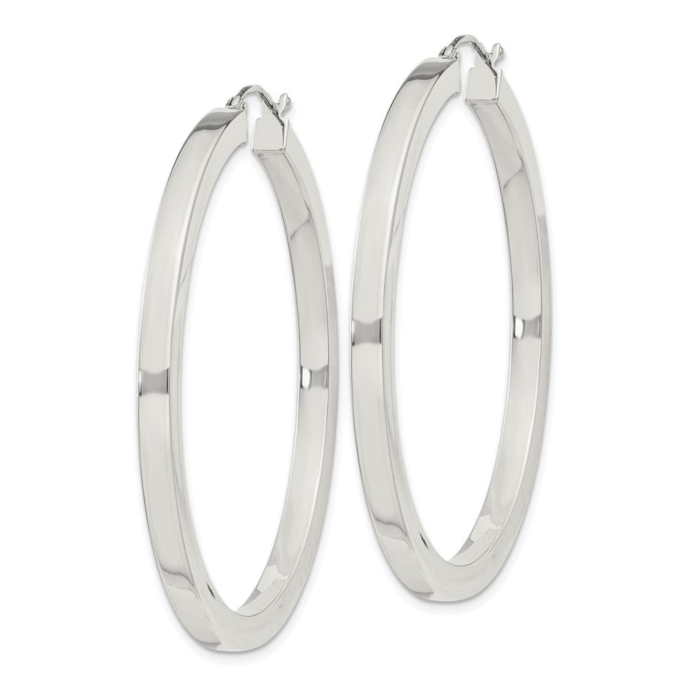 QE4515SP Sterling Silver 3x45mm Square Tube Hoop Earrings