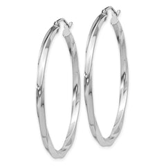 QE4574 Sterling Silver Rhodium-plated Twisted 2.5x40mmHoop Earrings