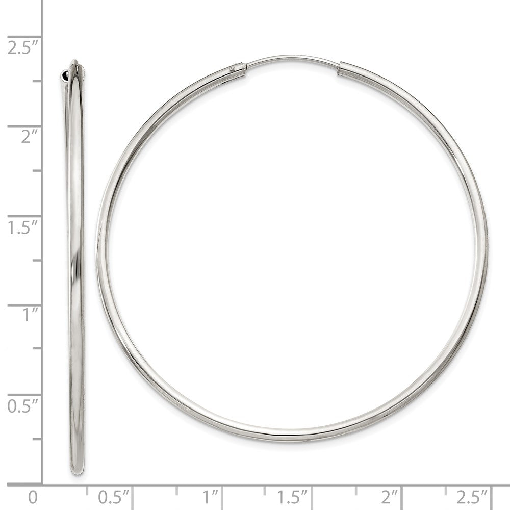 QE4642 Sterling Silver 2x55mm Endless Hoop Earrings