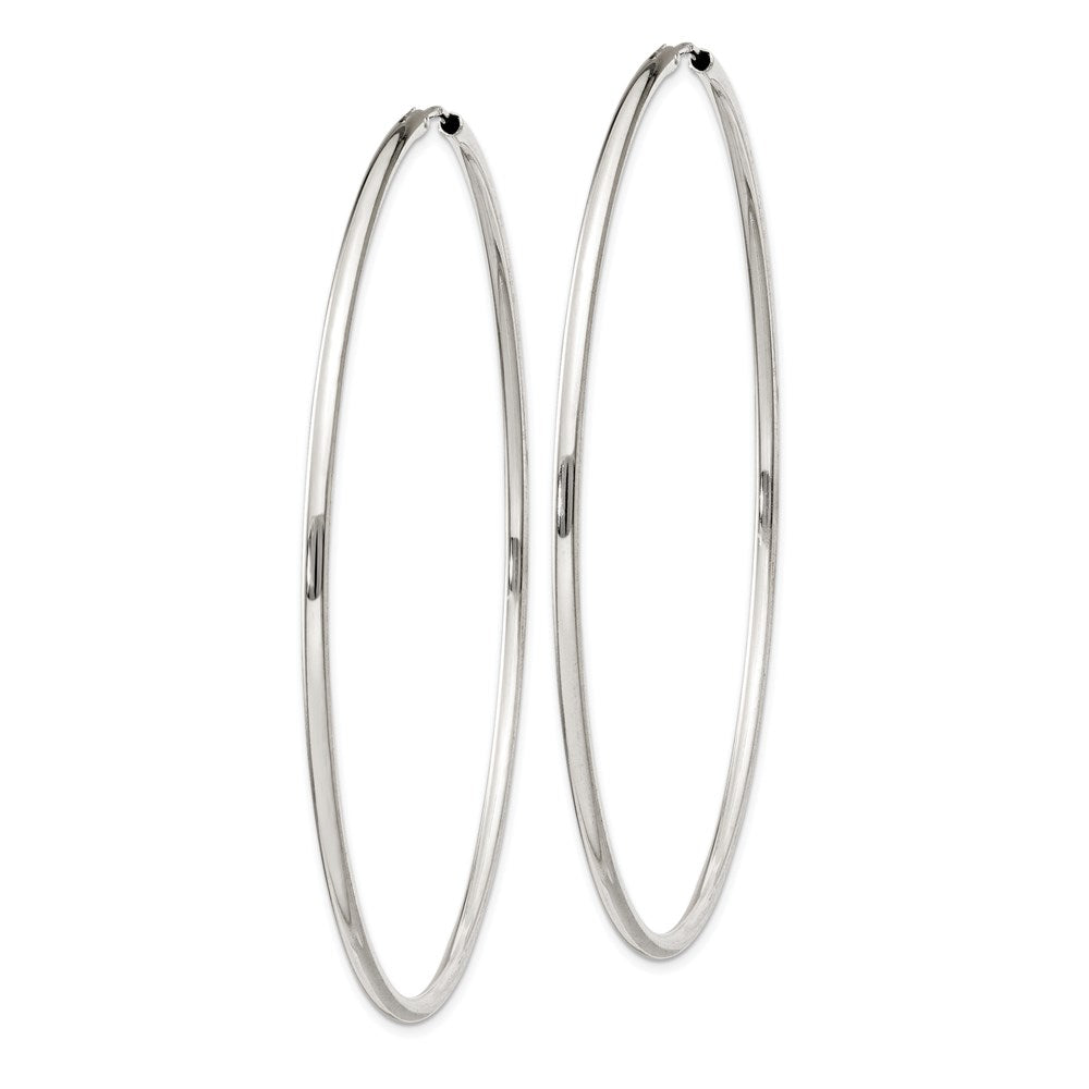 QE4644 Sterling Silver 2x70mm Endless Hoop Earrings