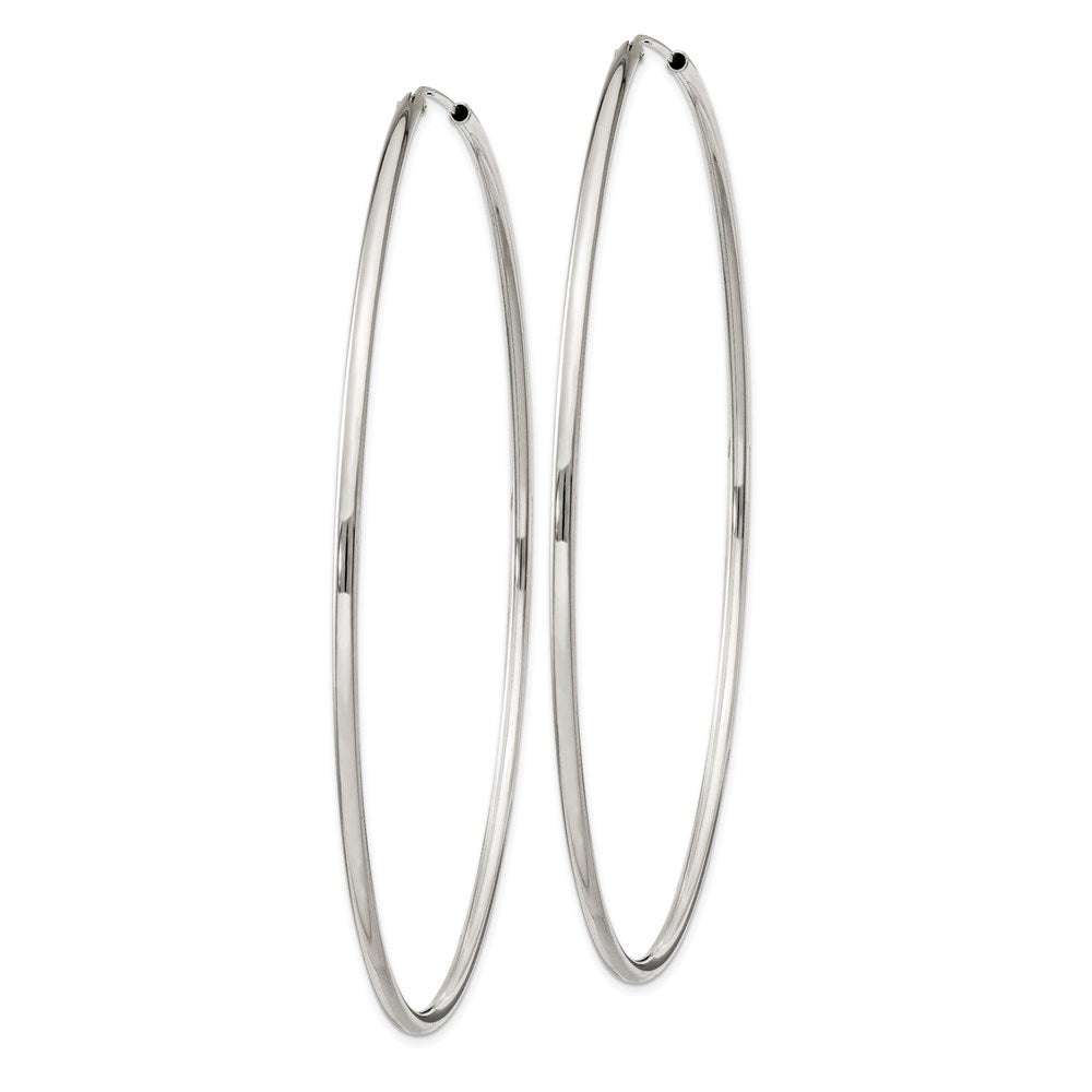 QE4645 Sterling Silver 2x80mm Endless Hoop Earrings
