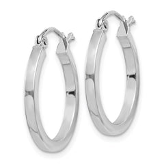 QE4646 Sterling Silver Rhodium-plated 2x20mm Square Tube Hoop Earrings