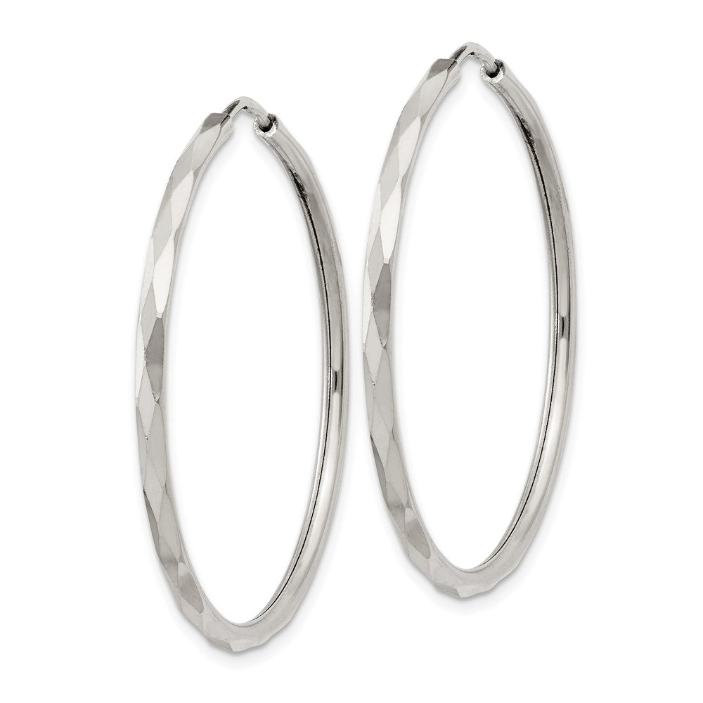 QE4658 Sterling Silver D/C 2.5x35mm Endless Hoop Earrings
