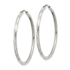 QE4658 Sterling Silver D/C 2.5x35mm Endless Hoop Earrings