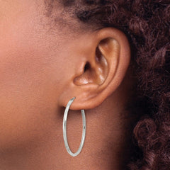 QE4658 Sterling Silver D/C 2.5x35mm Endless Hoop Earrings