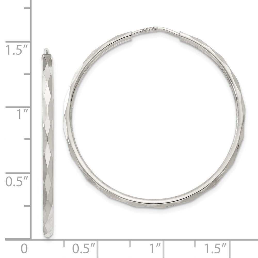QE4658 Sterling Silver D/C 2.5x35mm Endless Hoop Earrings