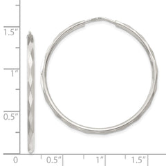 QE4658 Sterling Silver D/C 2.5x35mm Endless Hoop Earrings