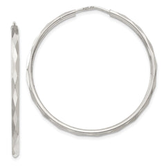 QE4658 Sterling Silver D/C 2.5x35mm Endless Hoop Earrings