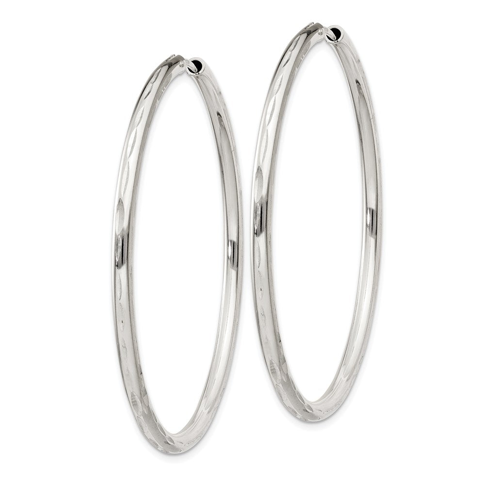 QE4659 Sterling Silver D/C 2.5x50mm Endless Hoop Earrings